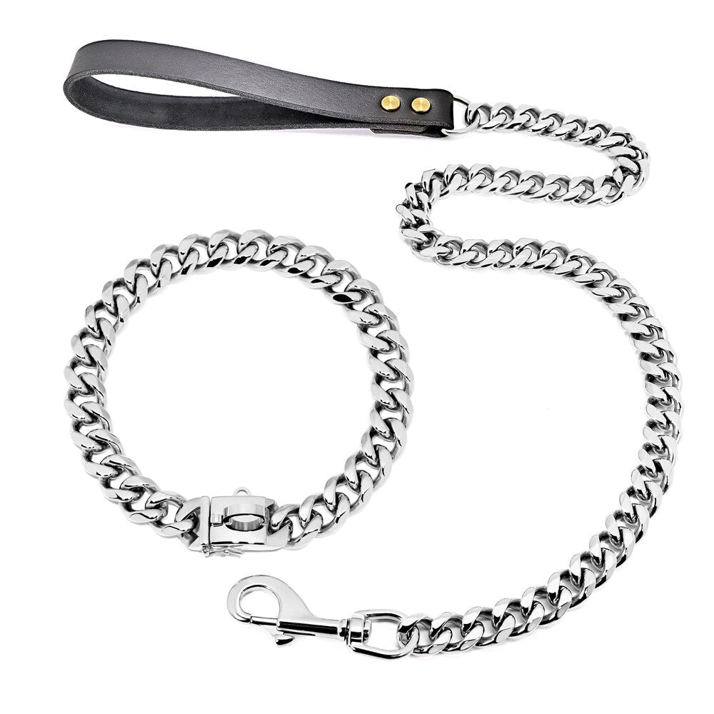 Stainless Steel Collar & Leash Set